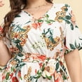 thumbnail image 2 of Women Plus Size Short Sleeve Dress Loose Summer Casual A-Line Flowy Midi Dresses Cream White 4XL, 2 of 8