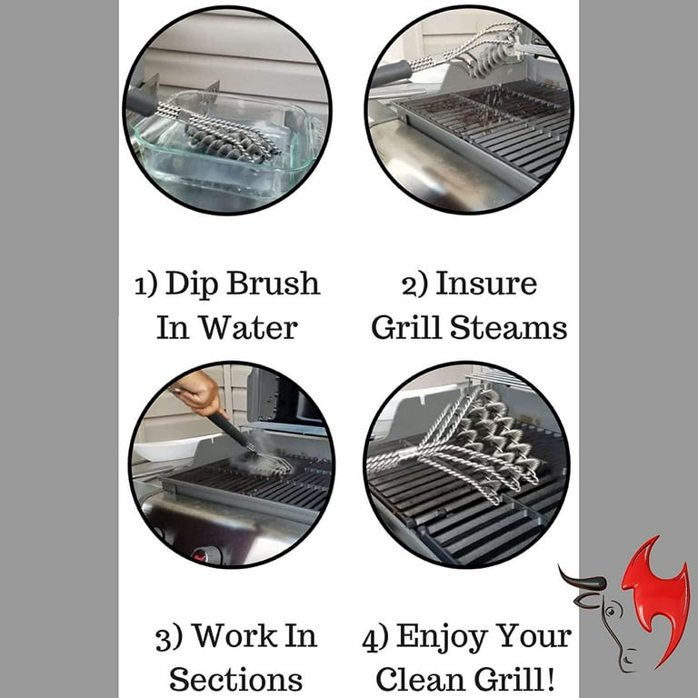 Kona Safe/Clean Grill Brush - Bristle Free BBQ Grill Brush - 100% Rust Resistant Stainless Steel Barbecue Cleaner - Safe for