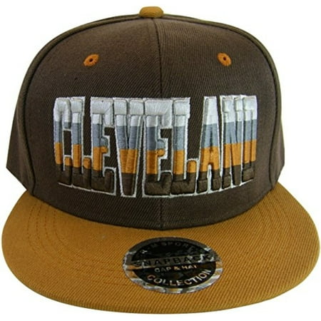 Cleveland Browns Cap Cleveland 4-Color Letters Men's Adjustable Snapback Baseball Caps (Brown/Dark Orange) ()