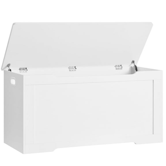 39.4” Storage Chest, Toy Chest, Toy Box with 2 Safety Hinges, Lift Top Wooden Storage Chest, Storage Bench, Supports 220 lb, for Living Room, Bedroom, Entryway, White