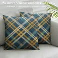 thumbnail image 3 of COMIO  Plaid Check Patten Throw Pillow Case Cushion Covers Teal Green Robin Egg Blue and Mustard Yellow for Couch Bed Sofa Car Waist, 3 of 5