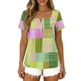 thumbnail image 6 of Enjoytime Womens Shirts Print Button Down Square Neck Short Sleeve Blouse Summer Casual Work Plus Size Tops, 6 of 8