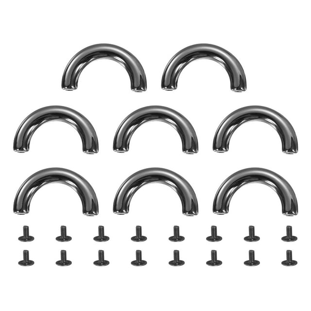 8Pcs Metal D-Ring Connector Buckles, Alloy Arch Bridge D-Ring Buckles Chain with Screws (Black, 1.2 x 0.2 Inch)