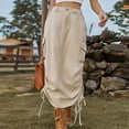 thumbnail image 5 of Besolor Cargo Long Skirts for Women Trendy High Waisted Vintage Drawstring Maxi Skirt with Flap Pockets, 5 of 8