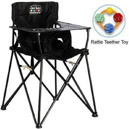 ciao baby - Portable High Chair with Rattle Teether Toy - Black