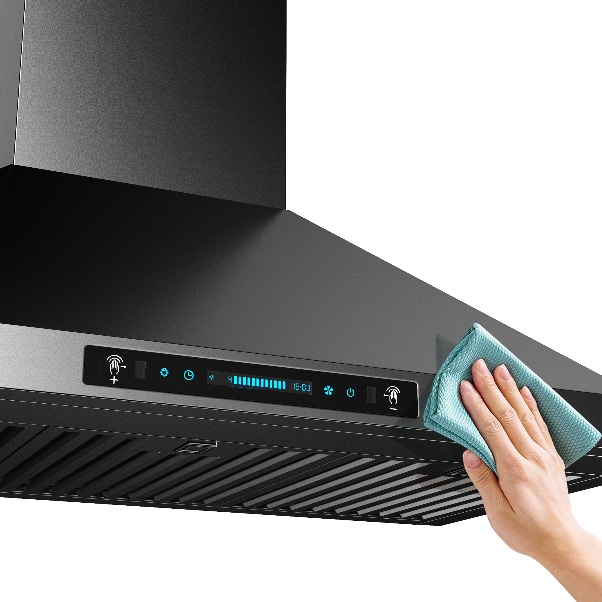 IKTCH 36 Inch Range Hood Black Wall Mount , 900 CFM Ducted/Ductless  Stainless Steel Vent Hood with Gesture Sensing u0026 Touch Control Switch  Panel, 2 Pcs Adjustable Lights(IKP02-36-BSS) - Walmart.com