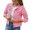 Pink, variant on Women Denim Jacket Single-breasted Solid Color Lapel Flap Pockets Cardigan Warm Buttons Slim Fit High Street Women Coat for School