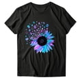 thumbnail image 4 of bvgfsahne T-Shirt Loose Blouse Casual Printing Tops Sleeves Letter Women O-Neck Short Women's Blouse, 4 of 6