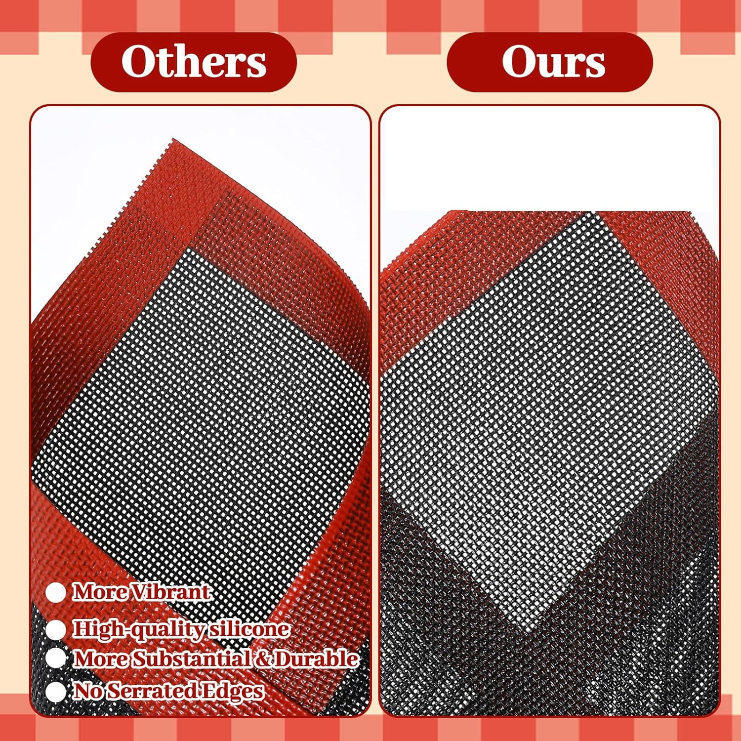 2Pcs Perforated Baking Mats, Eclair Silicone Mat for Half Sheet, Non Stick Reusable Oven Liners Reusable Air Mesh Silicone Mat for Making Bread/Pizza/Pastry/Cookie 15.8" x 11.8"