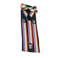 thumbnail image 1 of tamizeot Suspender Bow Tie Rainbow Adjustable Braces Stripe Pattern Shoulder Straps dark rainbow, 1 of 6