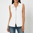 thumbnail image 1 of Abcnature Women's Sleeveless Zip Up Shirt Collared V Neck Button Down Blouse Tops Solid Color Ribbed Tank Tops, 1 of 1