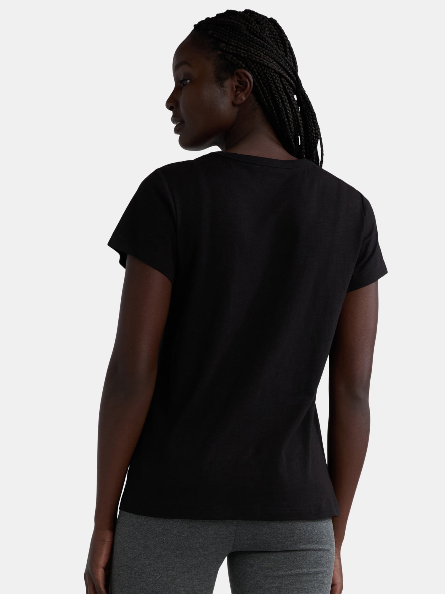 Time and Tru Women’s Slub Jersey Crewneck Tee with Short Sleeves, 2-Pack, Sizes XS-3XL