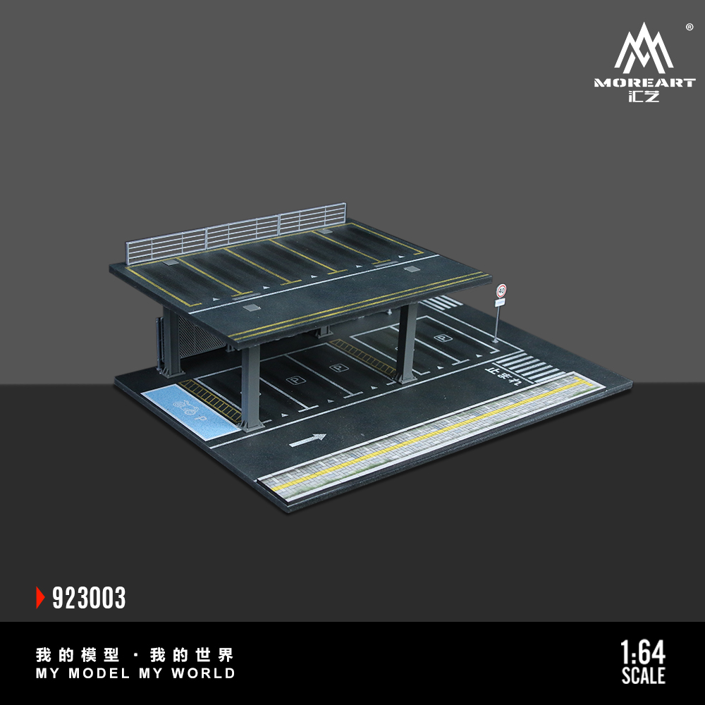 NUEIOVRW Diorama 1:64 Parking Lot Model, LED Lighting Diecast Car Garage Display Model, Car Showroom Scene Building Model Toy Gift, Car Models Display Case