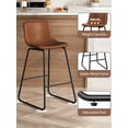 thumbnail image 5 of LainTene 26" Bar Stools Set of 3 – Faux Leather Counter Height Stools with Backrest & Footrest, Heavy-Duty Metal Frame for Kitchen, Bar, Living Room, Dark Brown, 5 of 8
