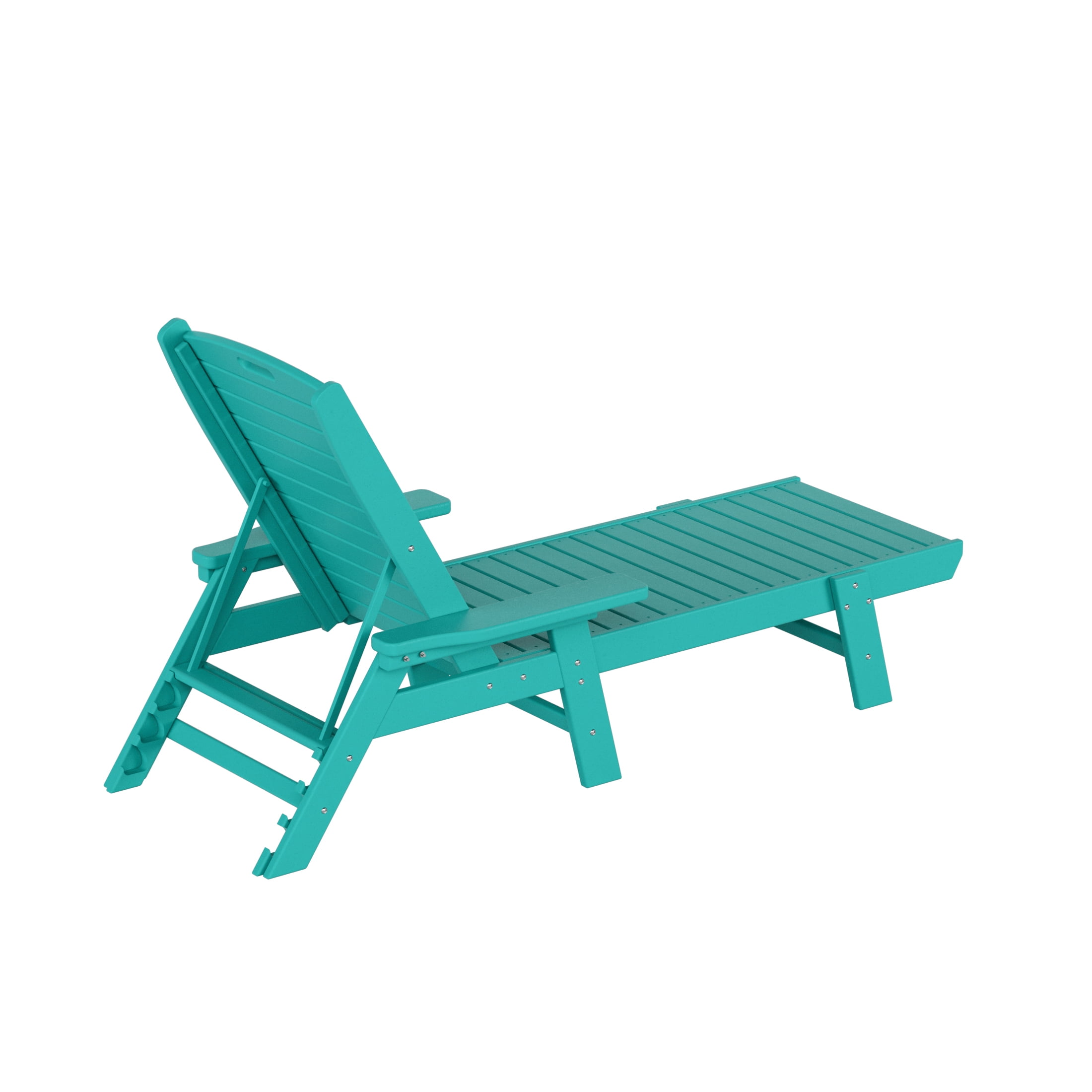 GARDEN Plastic Outdoor Chaise Lounge Chair with Adjustable Backrest, Turquoise