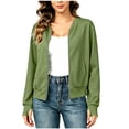 thumbnail image 2 of thefmos Women's Fall Winter Long Sleeve Zip Up Blazer Jackets Open Front Casual Solid Tops Dressy Work Office Trendy Outerwear Fashion Clothes, Army Green L, 2 of 6