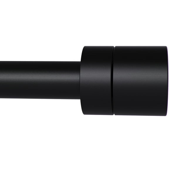 Unconsil Modern Black End Cap Finials Adjustable Single Window Curtain Rods, 48" -84"