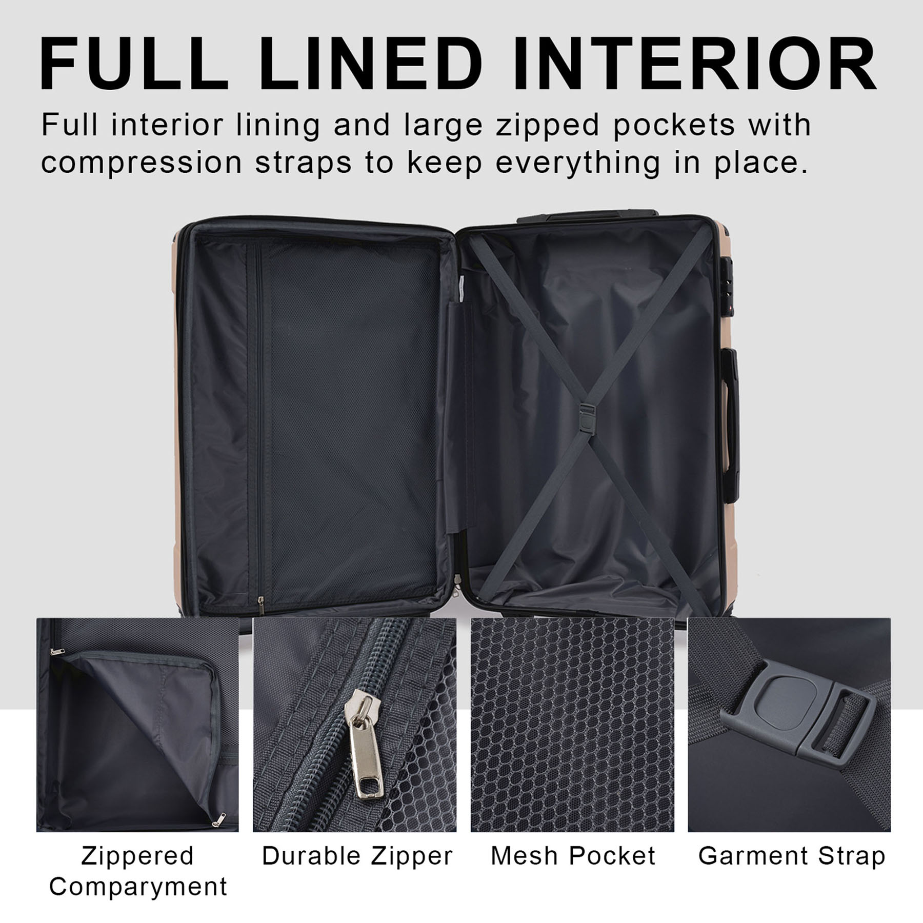 Lightweight 24-Inch Hardshell Luggage with Durable ABS and Double Spinner Wheels for Travel