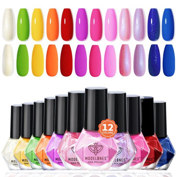 Set de esmaltes de uñas Modelones, 12 colores, neón, primavera y verano