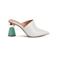 thumbnail image 2 of ALFANI Womens White Metallic Padded Junnee Pointed Toe Sculpted Heel Slip On Leather Heeled Mules Shoes 9 M, 2 of 4