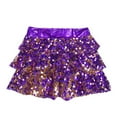thumbnail image 4 of iixpin Girls Sequins Ruffle Dance Skirts Ballet Tutu Skirts Modern Dance Skirted Shorts Performance Skorts Purple 8, 4 of 5