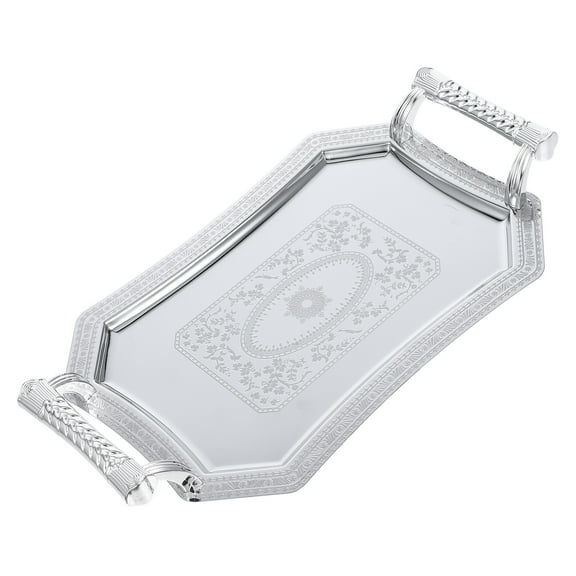 LEORX 1Pcs Stainless Steel Serving Platter with Handles for Fruit Serving Restaurant Kitchen Use