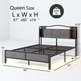 thumbnail image 6 of WANTAI Queen Upholstered Platform Bed Frame with LED Lights and Charging Station, 6 of 9