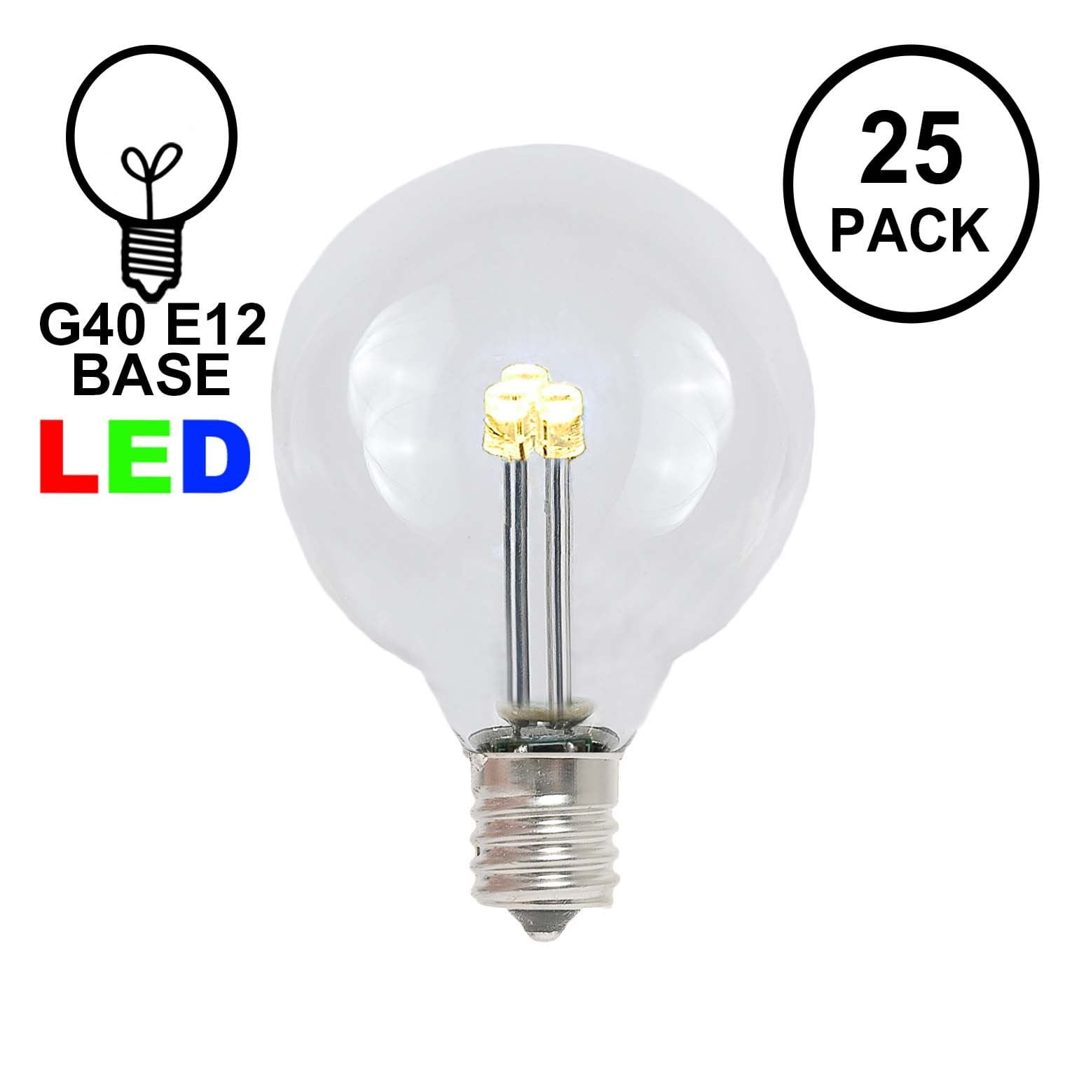 Novelty Lights Warm White Glass G40 Globe Hanging LED String Light Replacement Bulbs E12 Candelabra Base