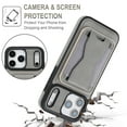 thumbnail image 4 of Case for iPhone 15 Pro Max, PU Leather PC + TPU Protective Case with Detachable Strong Magnetic Card Pocket Kickstand Shockproof Anti-Scratch Non-Slip Slim 3 In 1 Phone Case Cover, Gray, 4 of 10