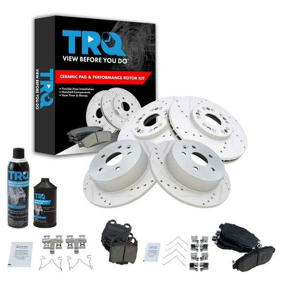 TRQ Rotor Brake Pad Ceramic Performance Front Rear Kit w/Chemicals BKA16893 Fits select: 2002-2010 LEXUS SC, 2001-2005 LEXUS IS