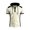 thumbnail image 3 of Qiyinn Men's Short Sleeve Hooded Henley Shirt,Casual Color Block Pullover Hoodie Breathable Summer Tops for Outdoor Beach, 3 of 5