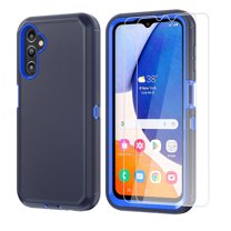 Aggxpf Galaxy A14 5g Case with Tempered Screen Protector (2 Pack), Heavy Duty Protective Phone Case, Shockproof Phone Cover for Galaxy A14 5G, Dark Blue