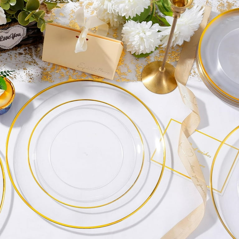 Dinner Plate White Plastic Plastic Plates For Wedding 60 Pcs Clear