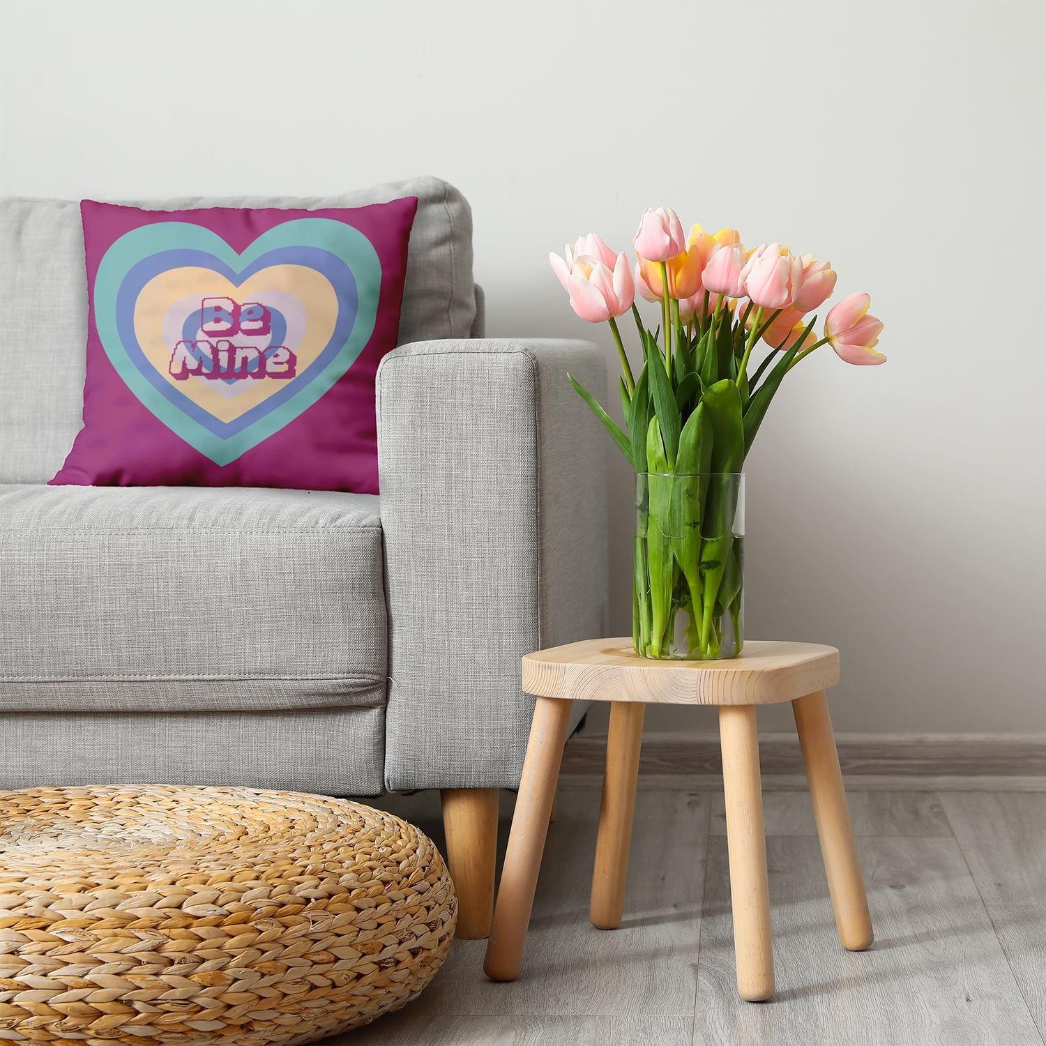 26" x 26" Simply Daisy Be Mine Polyester Accent Pillow, Pink Qty 1