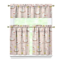 Kitchen Curtains 36 Inch Short - 3 Panel Set with Cute Farmhouse Egg & Chicken Print, Rod Pocket Window Curtain, 100% Polyester for Rustic Coop, Farm Kitchen, Easy Wash