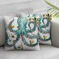 thumbnail image 3 of Wuche  Octopus Throw Pillow Cover Decorative Square Chenille Cushion Cover Green Flower Accent Pillow Case White Pillowcase for Bed Bedroom Couch Chair ， various sizes, set of 2 pieces White, 3 of 7