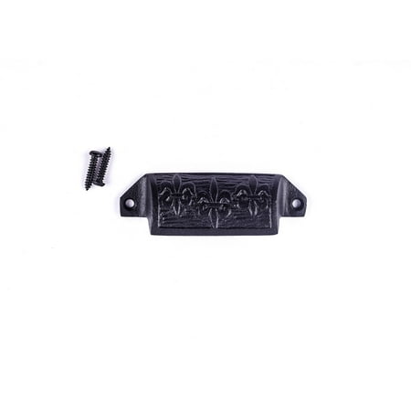 - Cabinet or Drawer Bin Pull Black Iron Cup 4