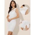 thumbnail image 2 of Vestido Ajustado Elegante Con Encaje Floral Y Manga Casquillo De Punto Elástico Para Mujer Blanco L, 2 of 6