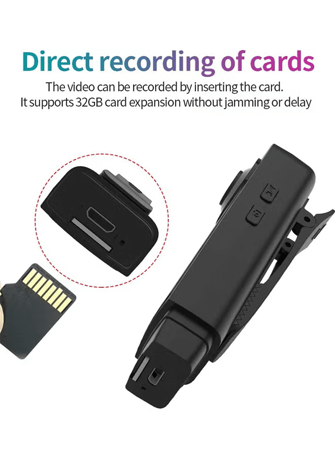 Mini Body Camera 1080P HD Wearable Video Recorder with Clip, Motion Detection, Night Vision, Loop Recording, Built-in Battery, Includes 128GB Micro SD Card