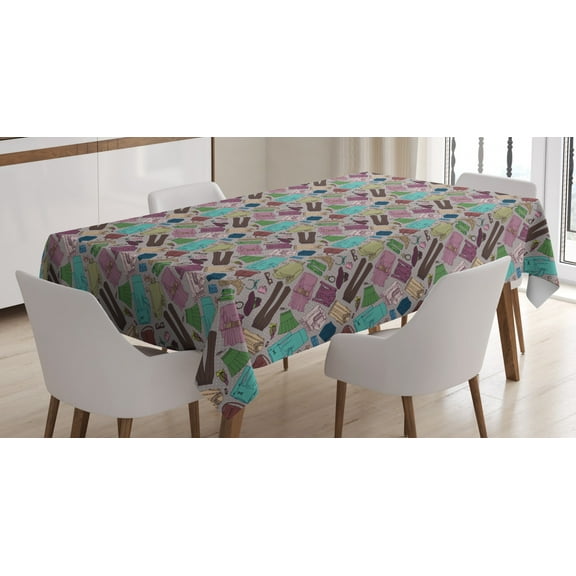 Ambesonne Hipster Tablecloth Rectangular Table Cover, Woman Clothing Fashion, 52"x70", Multicolor