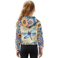 thumbnail image 2 of Xixirimido Boho Mandala Dragonfly Pattern Half Zip Sweatshirt for Girls Long Sleeve Pullover Crop Tops with Pocket Kids Hoodie Fall Winter Clothes Size 11-12, 2 of 7