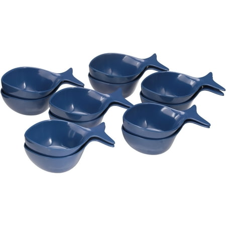Blue Bowl Set - Mainstays Outdoor Melamine Dark Blue Figural Fish Bowls, Set of 12