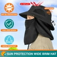 thumbnail image 3 of SUN CUBE Fishing Hat for Men Outdoor UV Sun Protection Wide Brim Sun Hat with Neck Flap Face Cover - Outdoor Hiking Safari UPF50+ Boonie Bucket Hat (Black), 3 of 8