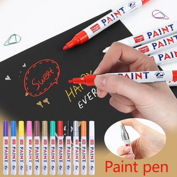 WREESH 12pcPaint Pen Marker Color Oily Marker Pen Tire Ceramic Paint Touch-up Pen Craft Pen1ml
