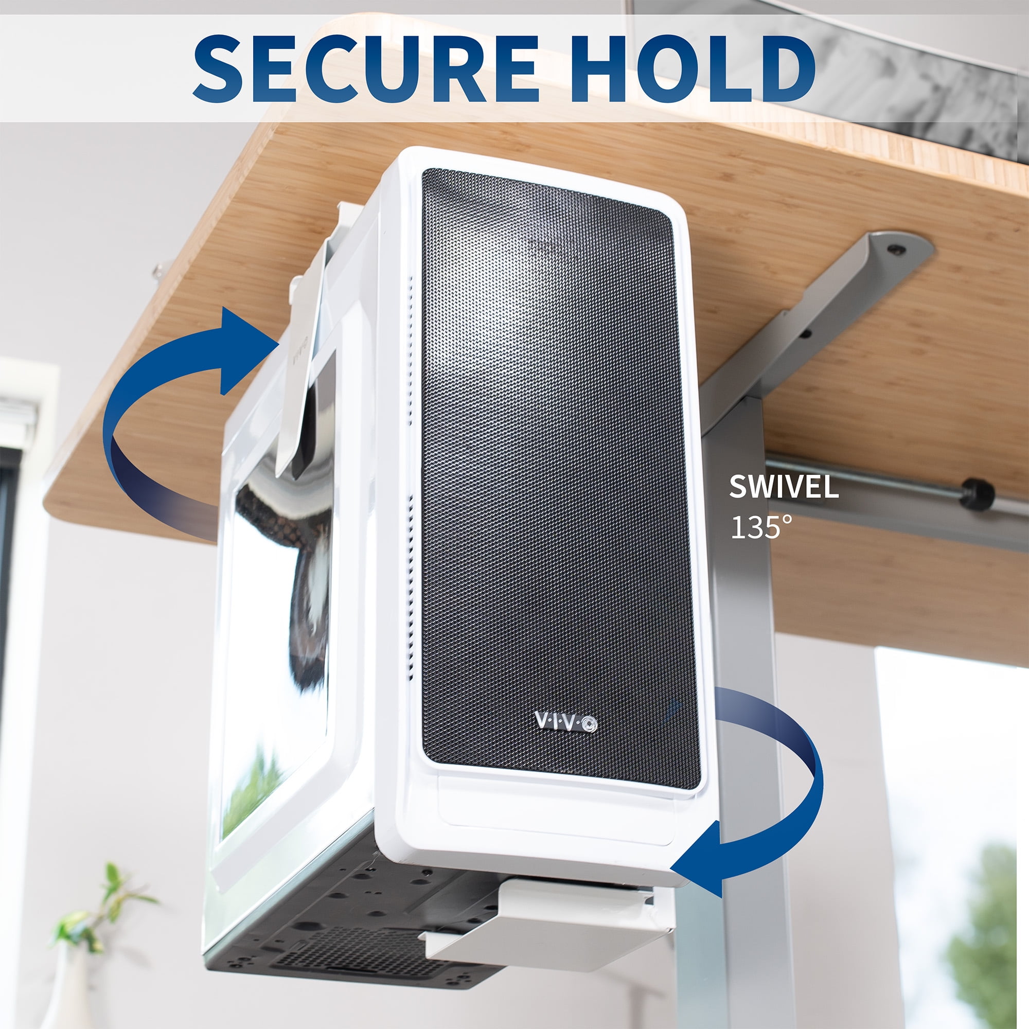 VIVO White Under-Desk and Wall PC Mount, Computer Case Holder with 135 Swivel