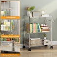 thumbnail image 4 of QinaQin Carrito organizador angosto de 3 niveles con asa, estructura de acero de grado comercial, ideal para cocina, sala, comedor u oficina, 4 of 7