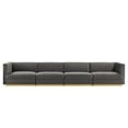thumbnail image 2 of Modway Sanguine 4-Seat Velvet Modular Sectional Sofa in Gray, 2 of 6