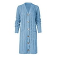 thumbnail image 4 of Wang6 Womens Long Lightweight Cardigans Sweaters Trendy Long Sleeve Open Front Button down Cable Knit Sweater Fall Winter V Neck Outwear Tops with Pocket Blue XXL, 4 of 5