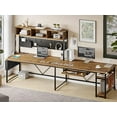thumbnail image 6 of SEDETA L Shaped Computer Desk, Reversible Corner Desk with Power Outlet and Pegboard, Computer Desk with Led Lights, Keyboard Tray, Headphone Hook and Storage Shelves, Rustic, 6 of 7