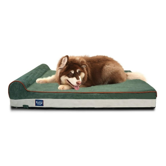 LaiFug Memory Foam Dog Bed (Large (46"x28"x7"), Dark Green)